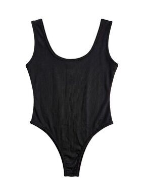 NWOT | Black Ribbed Scoop Neck Sleeveless Bodysuit Large